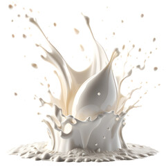 Milk splash 3d render, transparent background high quality.