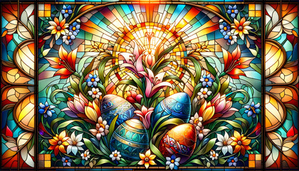 Fototapeta premium Stained glass Easter