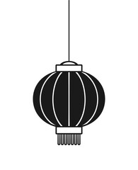 Red Hanging Chinese Lantern Silhouette, Lunar New Year and Mid-Autumn Festival Decoration Graphic. Decorations for the Chinese New Year. Chinese lantern festival.