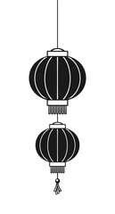 Red Hanging Chinese Lantern Silhouette, Lunar New Year and Mid-Autumn Festival Decoration Graphic. Decorations for the Chinese New Year. Chinese lantern festival.