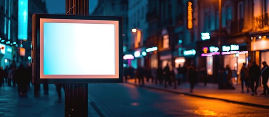 Empty frame for advertising purposes on an electronic sign located on the high street.