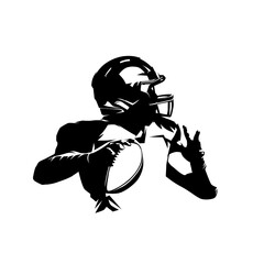 Football player, quarterback, isolated silhouette, vector logo. American football ahtlete © michalsanca