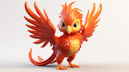 Fototapeta premium phoenix cartoon standing on white background