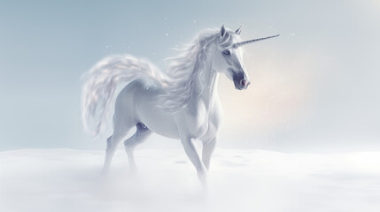 Obraz na płótnie Canvas photography white unicorn in white sky