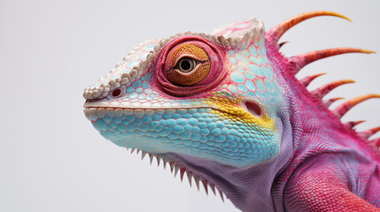 portrait of blue face iguana