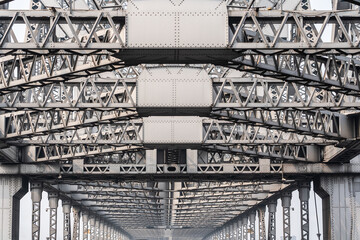 Architectural landmark Howrah Bridge in Kolkata, West Bengal, India.