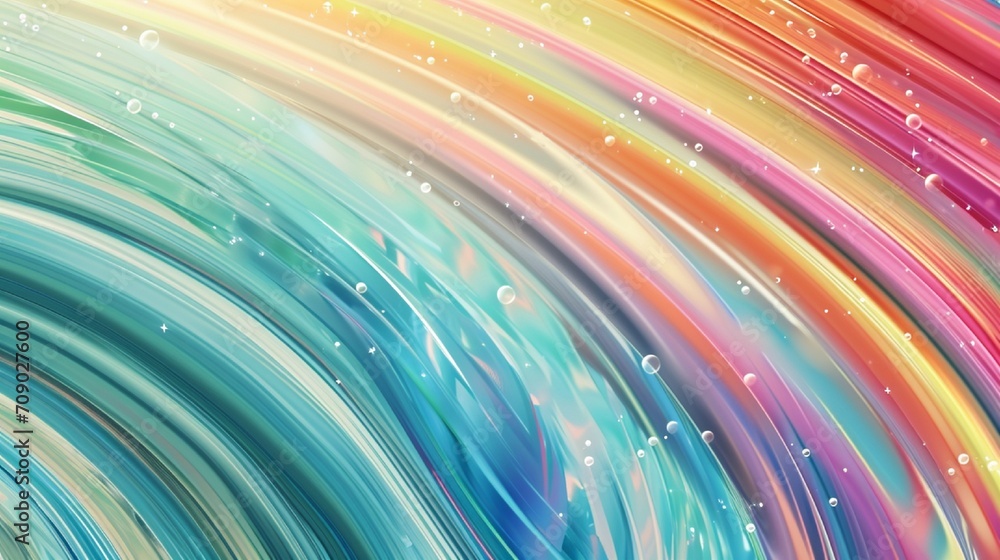 Poster a colorful abstract background inspired by a rainbow after a spring rain, featuring smooth arcs of r