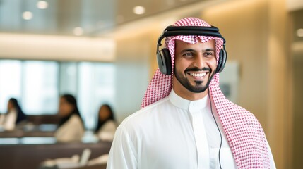 Portrait of Arabic call service representative