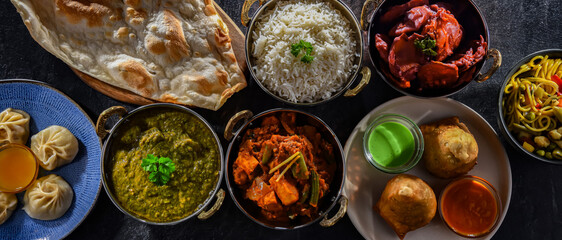 Composition with indian dishes. - obrazy, fototapety, plakaty