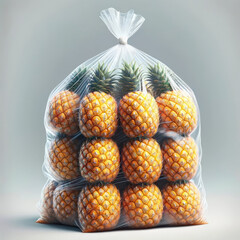 pineapples in a clear plastic bag