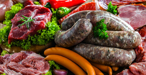 Composition with a variety of meat products