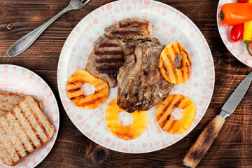 Grilled pork loin steak, bbq.