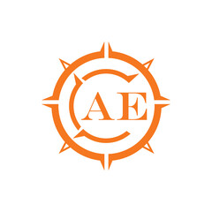 AE letter design. AE letter technology logo design on a white background.