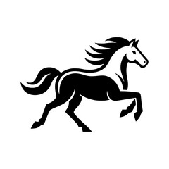 Vector logo of a running horse. black and white professional logo of a horse. can be used a logo, watermark, or emblem.