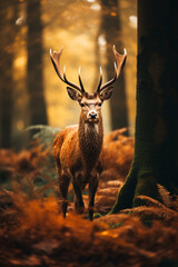 deer in the forest photography, depth of field created with Generative Ai