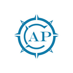 AP letter design. AP letter technology logo design on a white background.