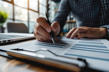 Fototapeta premium close up of a person signing a contract