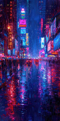 Chaotic Cityscape, modern art painting