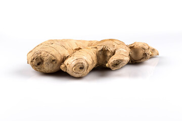 fresh ginger on white background