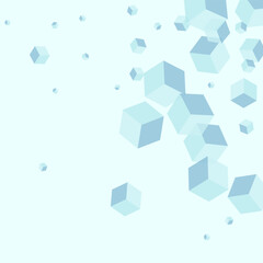 Blue-gray Geometric Background Blue Vector. Polygon Collection Card. White Square Scatter Design. Cover Template. Monochrome Random Cubic.