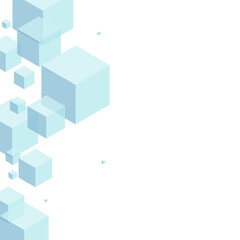 Obraz premium Monochrome Cubic Background White Vector. Geometric Blockchain Template. Blue-gray Polygon Random Illustration. Graphic Design. Blue Perspective Block.