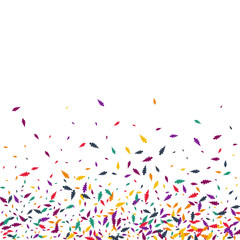 Bright Leaf Vector White Background. Colorful Foliage Bio Backdrop. Chaotic Confetti Set. Red Foliage Illustration.