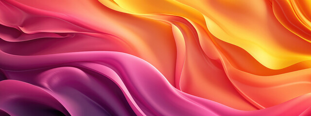 Obraz premium Abstract 3D wave background combines coral pink, golden yellow and dark purple