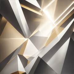 Gray and Golden light rays with geometric shapes Background