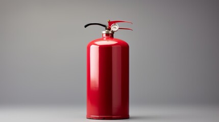Red fire extinguisher on plain background  essential safety equipment for emergencies.