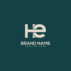 Monogram professional unique letter HE EH logo design template. Initials Business logo.