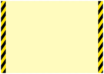 災害工事現場で使う黄色と黒の危険注意の警告フレーム枠横薄黄色