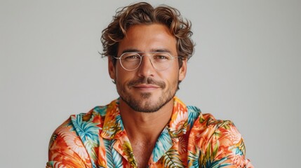 man is so ready to vacation funny picture of man wearing hawaii shirt and white background
