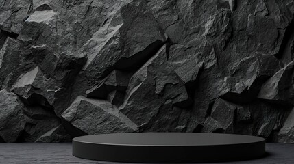 Black geometric Stone and Rock shape podium background