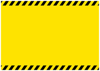 災害工事現場で使う黄色と黒の危険注意の警告フレーム枠縦