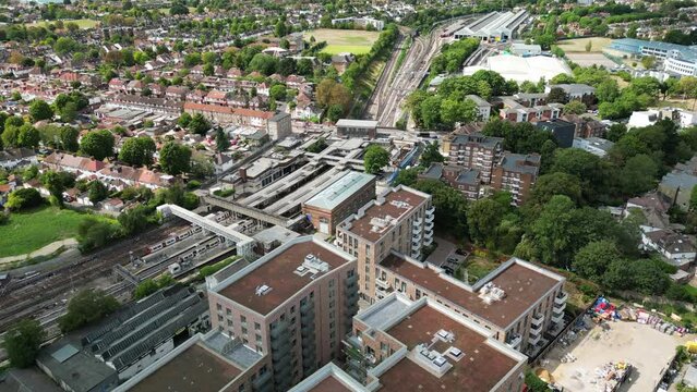 Acton Gardens redevelopment area and Acton Town Station in West London