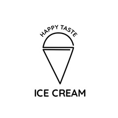 Ice cream minimal logo vector. Simple ice cream logo on white background. Design for logo, icon, sign, symbol, shop, menu, cafe, decoration.