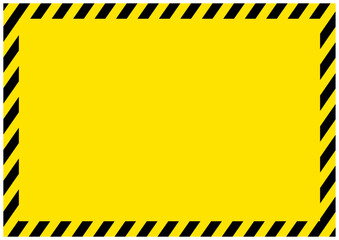 災害工事現場で使う黄色と黒の危険注意の警告フレーム枠縦黄色 - obrazy, fototapety, plakaty