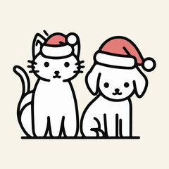 Cat cute Illustration. line art