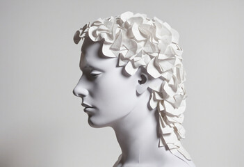 A visual metaphor for mental health struggles, featuring a crumpled paper and the outline of a person's head.