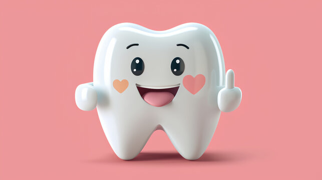A molar tooth cute cartoon character, for kids, children dental clinic poster