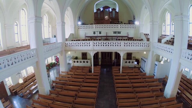 Main hall with organ in Evangelical Lutheran Cathedral 