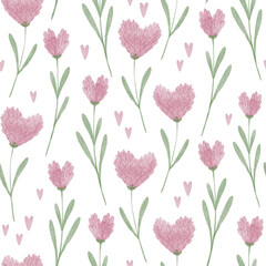 Pink floral pattern on a white background. For the holiday Valentine's Day, happy birthday, spring day.