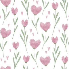Keuken foto achterwand Aquarel prints Pink floral pattern on a white background. For the holiday Valentine's Day, happy birthday, spring day.