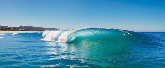Shimmering Aqua Wave Vector Background Image - obrazy, fototapety, plakaty