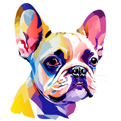 French Bulldog watercolor painting style on a white background