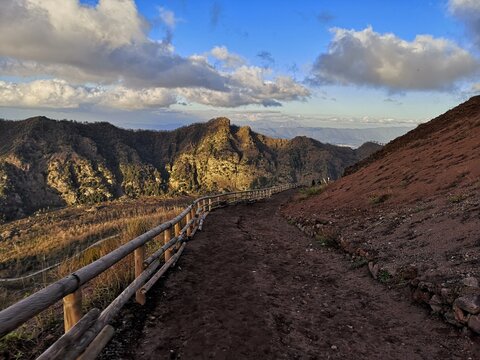 Mountains near Pompeii, view from the top of the Vesuvius volcano, Italy, Europe.