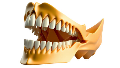 The white background with an isolated jaw structure and teeth