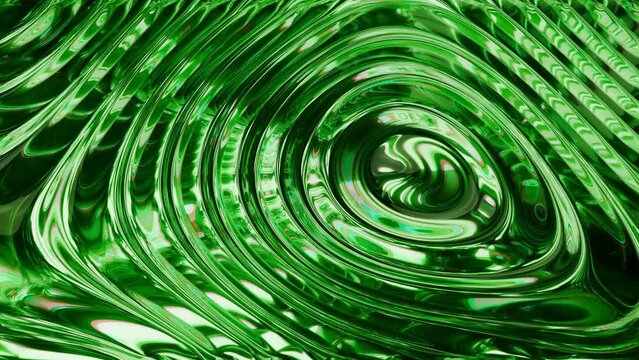 3d abstract dynamic animation of liquid glass with light dispersion effect. Liquid metal wave animation. Modern dynamic design animation