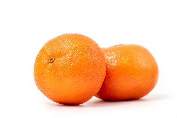 Tangerine or clementine isolated on white background. Ripe mandarin citrus isolated tangerine mandarine orange on white background
