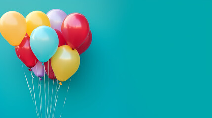 Party balloons, birthday decoration background, anniversary, wedding, holiday with space for text